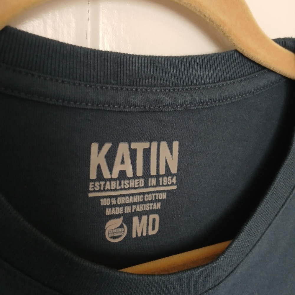 Katin Shirt Henley Long Sleeve Top Men's Medium Organic Cotton Blue Surf Outdoor - Picture 12 of 13